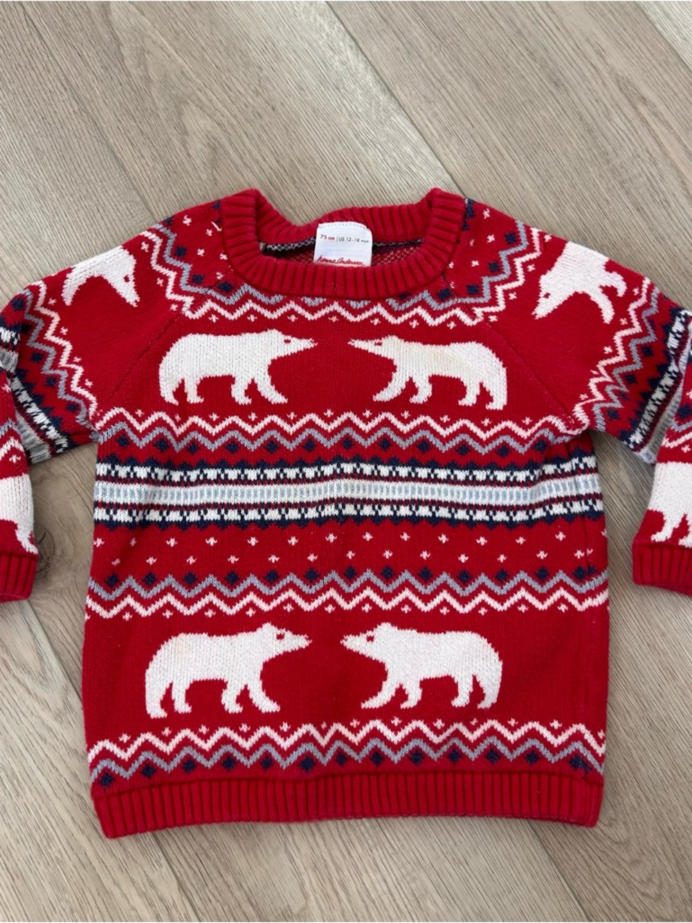 Hanna Andersson Red Fair Isle Polar Bear Knit Sweater